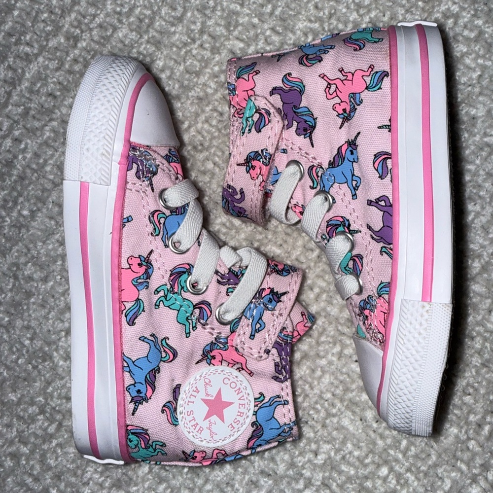 Converse Pink High-Tops with Unicorn Print